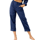 Leisure Summer Solid Color Cotton Linen Fashion Loose High Waist Casual