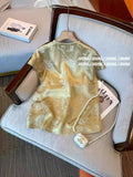 Chinese Style Retro Jacquard Satin Shirt Women's Summer 2024 New Casual Foreign Style Short-Sleeved