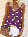 2021 Summer New Fashion Sexy Spaghetti Straps Women's T Shirt Casual Loose Solid Daisy Print Ladies Sling T Shirts