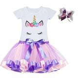 Clothing Sets Baby Girls Clothes 2021 Summer Princess Party Unicorn Colorful tutu Dress Kids Birthday Ball Gown