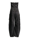 Trendy Spice Girl Wind 2025 New Niche Design Sensor Interface Bag Waist-Bowl Denim Jumpsuit