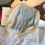 Pink Small Fragrant Style Spliced Knitted Cardigan Spring Dress Women's 2024 New Fashionable Foreign-Style Long-Sleeved
