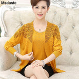Set 2 Pieces Women Sweaters Tops Floral Tee Shirt + Blouse Suits Autumn Winter Pullovers Femme Plus Size 3XL Top