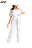 Off The Shoulder Slash Neck Overalls Jumpsuits Loose Jumpsuits For Women Rompers Lady Club Big Size Female