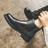 Zingj Boots Men British Style Low Pipe Short Boots Men Brock Business Martin Shoe