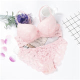 Pink Sujetador Transparente Panties And Bra Set Underwear Set Women Japanese Fashion