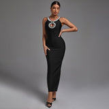 Bandage Dress 2022 New Women's Maxi Bodycon Dress Elegant Sexy Black Evening Club Party Dress High Quality Summer