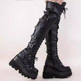 9.5Cm Thick Bottom Boots 2025 New Gothic Slope With Knee Boots Female Dark Temperament Hottie