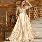 Prom Party Night Maxi Swing Dresses Women Elegant Luxury Female V-neck Cocktail Clothes Quinceanera Formal Club