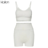 Sexy Casual Camisole and Short 2 Piece Set Women Streewear Fitness Outfit Sportswear Summer Beach Cotton Tracksuit