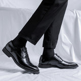 Zingj New Pointed British Simple Business Dress Leather Shoes Men's Lace-Up Casual Gentleman Joker Shoes