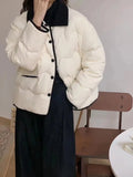 South Korean Ins Lapel East Gate Light Down Cotton Clothes Female Autumn And Winter Short Small Sweet Wind Cotton Clothes Casual Coat-Outfit