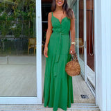 Spot Women's Summer Fashion Women's Temperament In The Long Sling Dress Dress