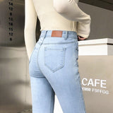 Waist Skinny Jeans For Women Streetwear Spring New Slim Pencil Pants Female Light Blue Stretch Casual Ladies Denim