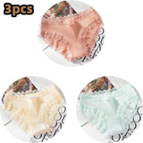 new thread cotton Japanese bow women's underwear solid color breathable waist size girls briefs plus