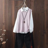 neck knitted waistcoat women's college style pullover waistcoat spring and autumn new woolen vest Korean loose