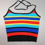Women's New Sexy Hottie Slings Inside Wearing Multi-Color Striped Short-Enavel