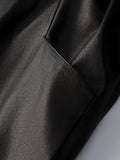 Spring Autumn Oversized Long Black Soft Pu Leather Trench Coat for Women Belt Double Breasted Luxury Korean Fashion