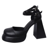 Jane Thick Heel High Heels Small Leather Shoes Gentle Night Wind A Word With Single Shoes Bow Fairy Wind Painted