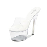 2021 Summer Platform Sandals Women Sexy PVC Transparent Slim Ultra High Heels 17CM Shoes Women Sandale Female Pole Dancing