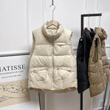 Down Jacket Vest Female Short Style Autumn And Winter Station White Duck Velvet Vest Rivet Tide Horse Clip Tide Coat-Outfit
