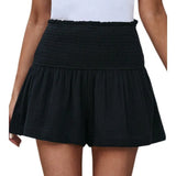 Color High Waist Pleating Casual Cotton
