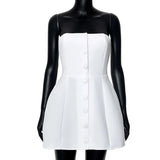 Buttoned Tube Fitted Mini Dress-Outfit