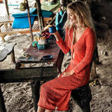 Long Crochet Knitted Beach Cover ups Pareo de Plage Swimsuit cover Up Beach wear Pareos de Playa Mujer Bikini Cover