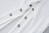 White Sheer Side Button Snap Maxi Dress-Outfit