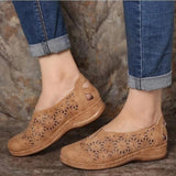 Sandals 2022 Vintage Casual Ladies Flats Shoes Sandals Women Summer Hollow Out Breathable Wedges Shoes Slip On Female