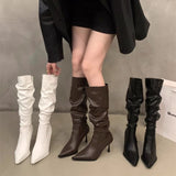 Tips Piles Of Long Boots Women's Shoes 2025 New Autumn And Winter High-Tight Thin Thin And Retro