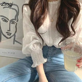 Blouse Women Ruffles Korean Style Chic 3XL Elegant Tender Fashion Spring Autumn Female Top Leisure OL New Design