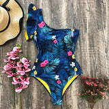 Piece Swimsuit 2021 Sexy One Shoulder Bandage Swimsuit Women Solid Swimwear Backless Bathing Suit Beachwear Monokini