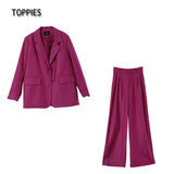 2021 New Women Two-piece Set Green Suit Set Office Lady Single Button Blazer high waist Long pants