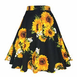 Patterns Vintage Retro 50s Full Circle A Line Skirt Holiday Tropical Pin Up Swing Skater Knee Length Floral Women Solid