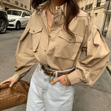 Office Work Blouse Women 2021 New Solid Casual Loose Shirt Ladies Long Sleeve Blusas