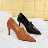 Zingj Retro High Heels Women's Shoes Thin Heel High Heel Pointed Deep Mouth Shoes Trim Feet Show Slim Deep Mouth Women's Singles