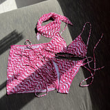 2023 New Drawstring Strap Sexy Three-Piece Swimsuit Bikini Lead