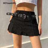 Aesthetic Harajuku High Waist Mini Skirt Summer Casual A Line Hot Shorts Skirts Women Black White Gothic