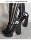 Onlymaker Women Pumps Mary-Jane Platform Black Pink Chunky 16CM High Heels Ankle Strap Dress Party Hoof Heel Plus Size