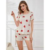 Zingj Size Women's Home Clothes Summer Love Short Sleeve Shorts Two Sets Of Pajamas Female