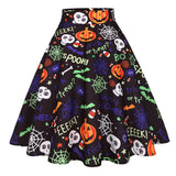 Ghost Bat Print Halloween Skirt 50s High Waist Hepburn Vintage Christmas Jurken Long Cotton A-Line Party Women's