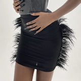 Furry Solid Women's Skirt Fall High Waist Casual Sexy Streetwear Harajuku Club Slim Female Classic Y2K New Skirts