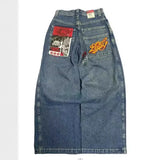 Zingj Wide-Legged Jeans Street Hip-Hop Personality Y2K Straight Casual Pants 211-0-Outfit