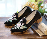 Zingj Grain Bottom Square With Muller Single Shoes Lotus Embroidered Cloth Shoes Bright Silk Cloth Fashion A Foot Pedal Women's