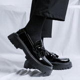 Zingj Small Leather Shoes Men's Platform Korean Version Of Tassel A Foot Pedal Formal Casual Height Hair Stylist Men's Shoes