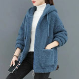 Winter Oversized Sweatshirt Women Solid Color Hoodie Top Female Casual Pocket Full Sleeve Pullover Hoodies