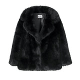 Solid Collar Faux Fur Coat- Outfit