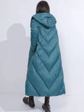 Down Jacket Female Long Style 2024 Winter New Fashion Thickened Retro Literature And Art National Wind Large Size Over The Knee Mother Coat-Outfit