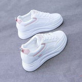 White Shoes Women 2025 Autumn New Fashion Thick-Soled Sports Board Shoe Leather Ins Students Increase Single